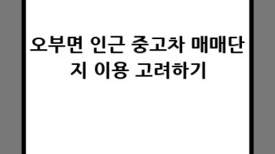 산청군 오부면에서 중고차 잘 사는 법? 꿀팁 대방출!